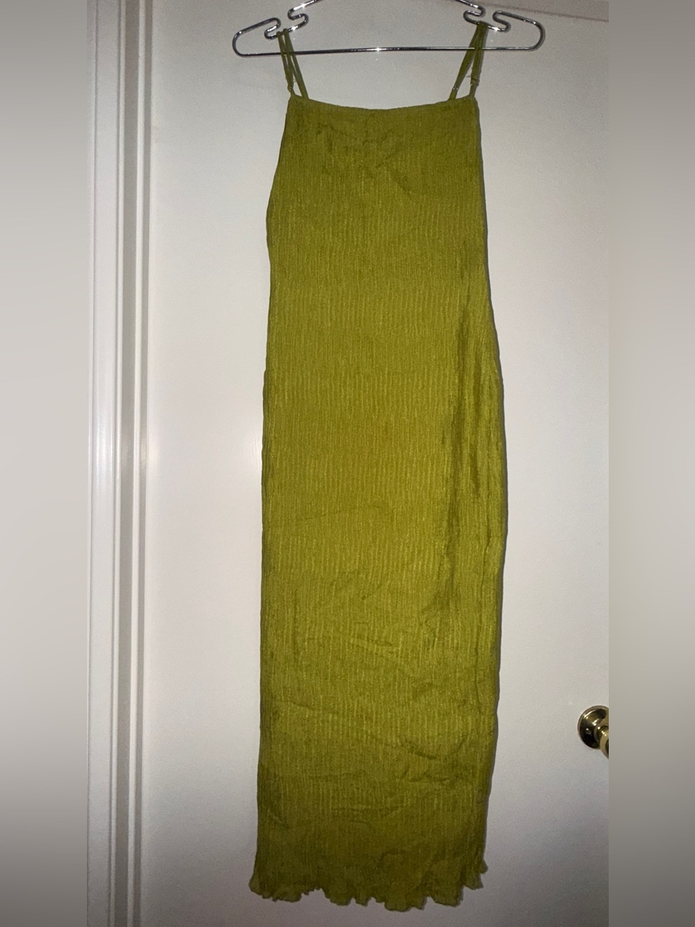 Olive Green Maxi Slip Dress with Thin Straps